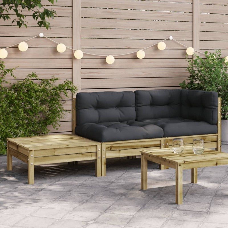 vidaXL Divano Giardino con Cuscini e Poggiapiedi Legno Pino Impregnato vidaXL Divano Giardino con Cuscini e Poggiapiedi Legno Pino Impregnato