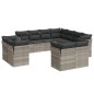 vidaXL Set Divani da Giardino 11 pz con Cuscini in Polyrattan Grigio vidaXL Set Divani da Giardino 11 pz con Cuscini in Polyrattan Grigio