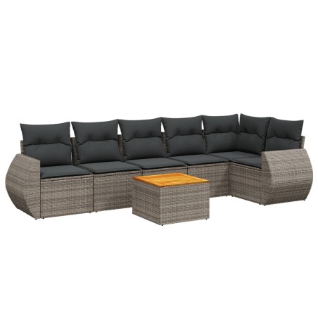 vidaXL Set Divani da Giardino 7 pz con Cuscini Grigio in Polyrattan