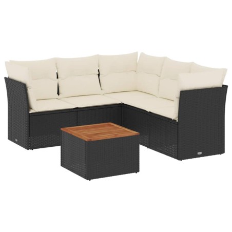 vidaXL Set Divano da Giardino 6 pz con Cuscini Nero in Polyrattan