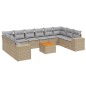 vidaXL Set Divani da Giardino 11 pz con Cuscini Beige in Polyrattan
