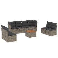 vidaXL Set Divano da Giardino 9 pz con Cuscini Grigio in Polyrattan