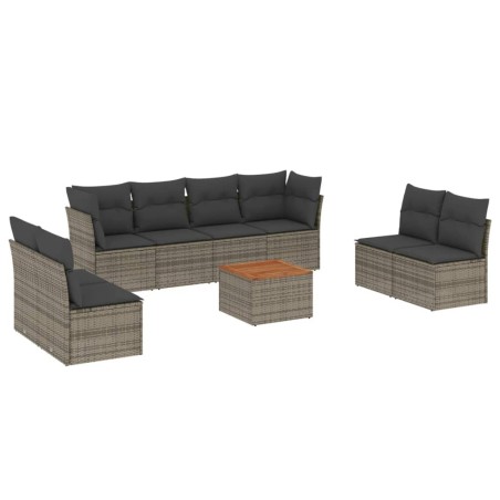 vidaXL Set Divano da Giardino 9 pz con Cuscini Grigio in Polyrattan