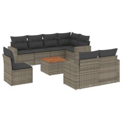 vidaXL Set Divano da Giardino 9 pz con Cuscini Grigio in Polyrattan