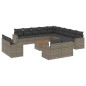 vidaXL Set Divani da Giardino 14pz con Cuscini in Polyrattan Grigio vidaXL Set Divani da Giardino 14pz con Cuscini in Polyrattan Grigio
