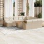 vidaXL Set Divano da Giardino 13 pz con Cuscini Beige in Polyrattan