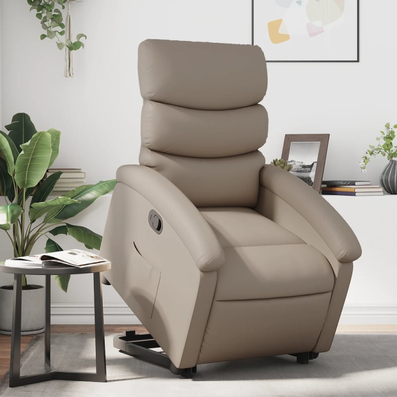 vidaXL Poltrona Alzapersona Reclinabile Cappuccino in Similpelle