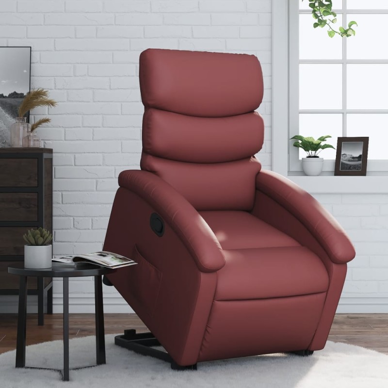 vidaXL Poltrona Alzapersona Reclinabile Rosso Vino in Similpelle