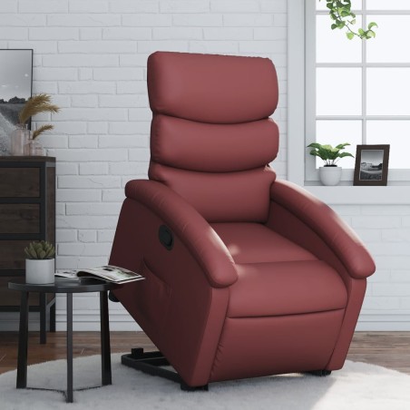 vidaXL Poltrona Alzapersona Reclinabile Rosso Vino in Similpelle