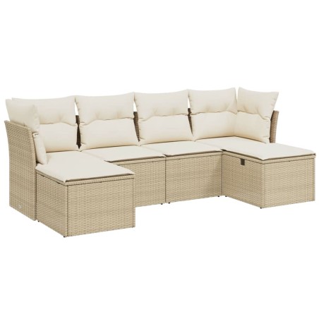 vidaXL Set Divano da Giardino 6 pz con Cuscini Beige in Polyrattan