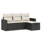 vidaXL Set Divani da Giardino 4 pz con Cuscini Nero in Polyrattan