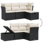 vidaXL Set Divani da Giardino 4 pz con Cuscini Nero in Polyrattan
