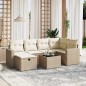 vidaXL Set Divani da Giardino 7 pz con Cuscini Beige in Polyrattan vidaXL Set Divani da Giardino 7 pz con Cuscini Beige in Polyrattan