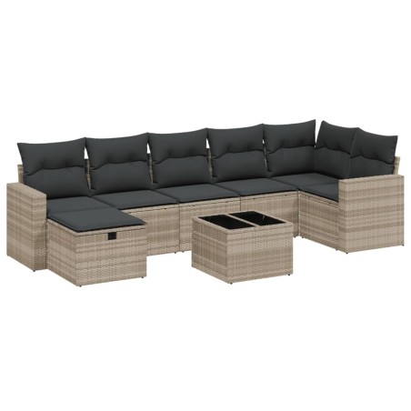 vidaXL Set Divano da Giardino 8pz con Cuscini Grigio Chiaro Polyrattan