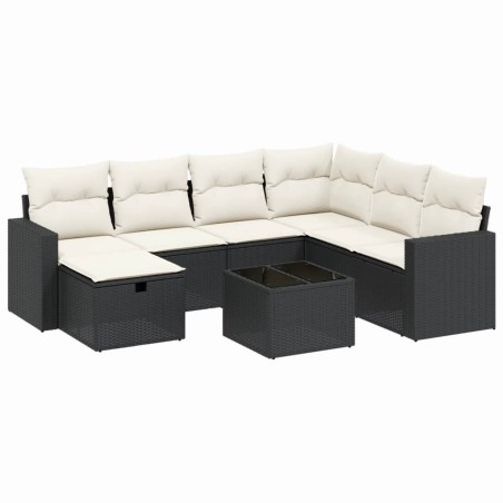 vidaXL Set Divani da Giardino con Cuscini 8 pz Nero in Polyrattan