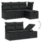 vidaXL Set Divani da Giardino 5 pz con Cuscini in Polyrattan Nero vidaXL Set Divani da Giardino 5 pz con Cuscini in Polyrattan Nero