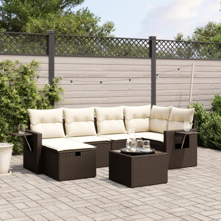 vidaXL Set Divano da Giardino 6 pz con Cuscini Marrone in Polyrattan