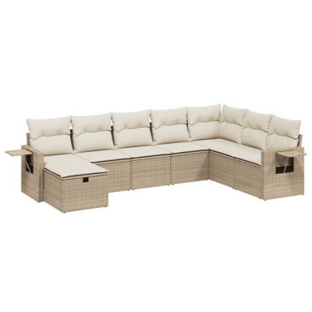 vidaXL Set Divano da Giardino 8 pz con Cuscini Beige in Polyrattan