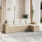 vidaXL Set Divano da Giardino 5 pz con Cuscini Beige in Polyrattan vidaXL Set Divano da Giardino 5 pz con Cuscini Beige in Polyrattan