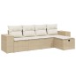 vidaXL Set Divano da Giardino 5 pz con Cuscini Beige in Polyrattan vidaXL Set Divano da Giardino 5 pz con Cuscini Beige in Polyrattan