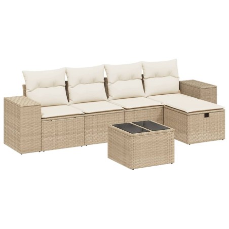 vidaXL Set Divano da Giardino 6 pz con Cuscini Beige in Polyrattan