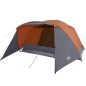 vidaXL Tenda da Famiglia con Portico per 6 Persone Grigio e Arancione