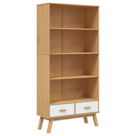 vidaXL Libreria 4 Ripiani OLDEN Bianca e Marrone Legno Massello Pino
