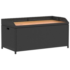 vidaXL Panca Portaoggetti Nera 100x50x52 cm Polyrattan e Legno Acacia