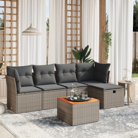 vidaXL Set Divano da Giardino 6 pz con Cuscini Grigio in Polyrattan