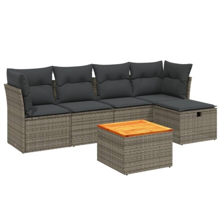 vidaXL Set Divano da Giardino 6 pz con Cuscini Grigio in Polyrattan