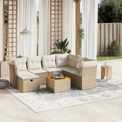 vidaXL Set Divano da Giardino 8 pz con Cuscini Beige in Polyrattan