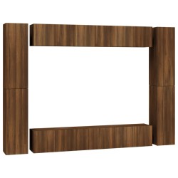 Set Mobili Porta TV 10 pz Rovere Marrone in Legno Multistrato