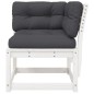 vidaXL Divano Angolare Giardino Cuscini Bianco 73x73x78 Massello Pino vidaXL Divano Angolare Giardino Cuscini Bianco 73x73x78 Massello Pino