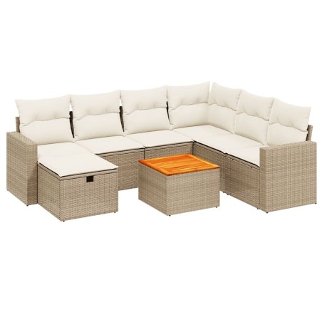 vidaXL Set Divano da Giardino 8 pz con Cuscini Beige in Polyrattan