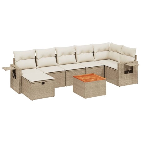 vidaXL Set Divano da Giardino 8 pz con Cuscini Beige in Polyrattan