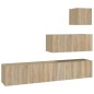 Set di Mobili Porta TV 4 pz Rovere Sonoma in Legno Multistrato Set di Mobili Porta TV 4 pz Rovere Sonoma in Legno Multistrato