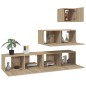 Set di Mobili Porta TV 4 pz Rovere Sonoma in Legno Multistrato Set di Mobili Porta TV 4 pz Rovere Sonoma in Legno Multistrato
