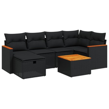 vidaXL Set Divani da Giardino con Cuscini 7pz Nero Polyrattan