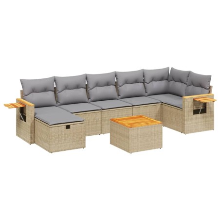 vidaXL Set Divano da Giardino 8 pz con Cuscini Beige Misto Polyrattan