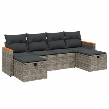 vidaXL Set Divano da Giardino 6 pz con Cuscini Grigio in Polyrattan