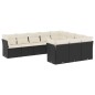 vidaXL Set Divani da Giardino 10pz con Cuscini in Polyrattan Nero vidaXL Set Divani da Giardino 10pz con Cuscini in Polyrattan Nero