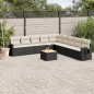 vidaXL Set Divani da Giardino 10pz con Cuscini in Polyrattan Nero vidaXL Set Divani da Giardino 10pz con Cuscini in Polyrattan Nero