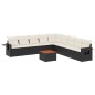 vidaXL Set Divani da Giardino 10pz con Cuscini in Polyrattan Nero vidaXL Set Divani da Giardino 10pz con Cuscini in Polyrattan Nero