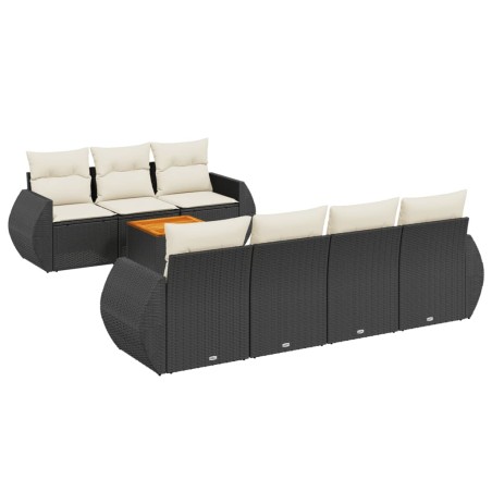 vidaXL Set Divani da Giardino con Cuscini 8 pz Nero in Polyrattan
