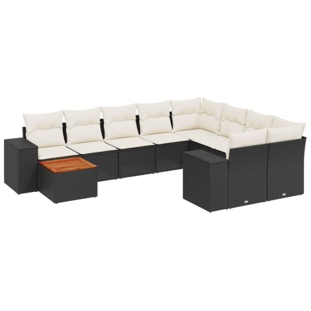 vidaXL Set Divani da Giardino 10pz con Cuscini in Polyrattan Nero