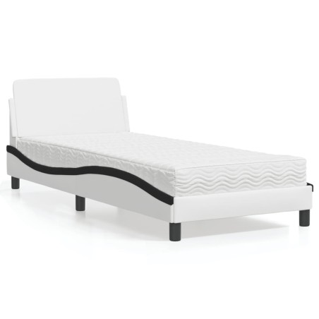vidaXL Letto con Materasso Bianco e Nero 90x190 cm in Similpelle