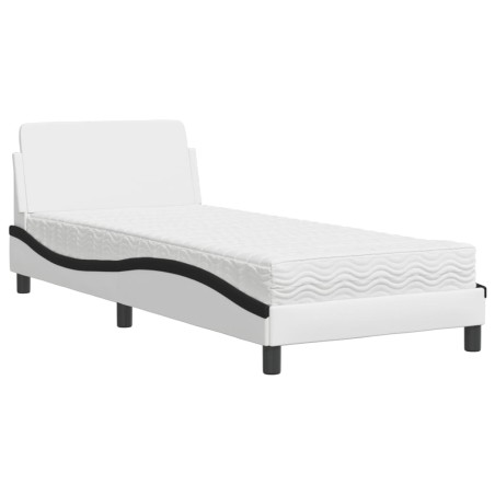 vidaXL Letto con Materasso Bianco e Nero 90x190 cm in Similpelle