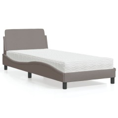 vidaXL Letto con Materasso Tortora 90x200 cm in Tessuto
