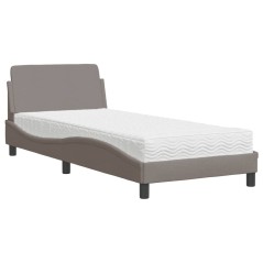 vidaXL Letto con Materasso Tortora 90x200 cm in Tessuto