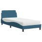 vidaXL Letto con Materasso Blu 90x200 cm in Velluto vidaXL Letto con Materasso Blu 90x200 cm in Velluto